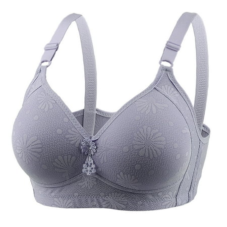 

Racerback Bras for Women Thin Cotton Jacquard Strapless Push up Bra Gray 100C