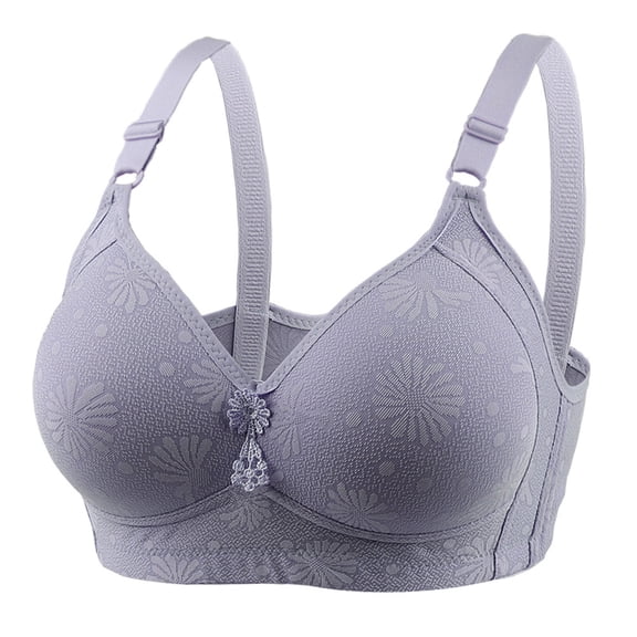 Bras for Women,Plus Size Push Up Bra Lace Jacquard Underwire Free Comfortable Support,Sports Bras for Women,Grey,100C