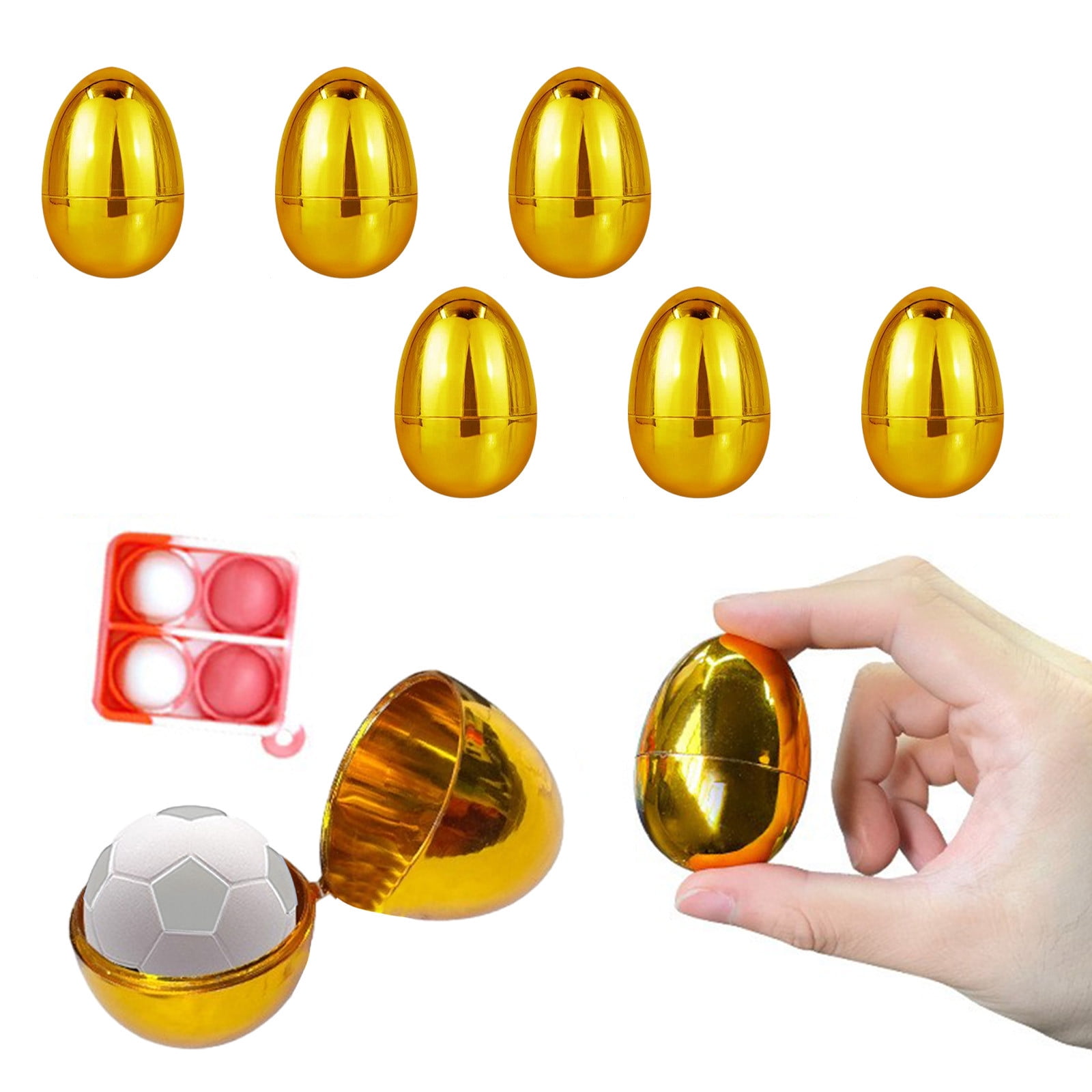Easter Golden Eggs Plastic Golden Plastic Easter Eggs Fillable Golden Easter Eggs Metallic Gold Toddler Toy Fillable Easter Eggs Empty Egg for Easter