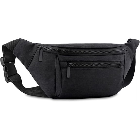 Kwuty Fanny Pack for Men Women,Crossbody Waist Bag Pack,Belt Bag for Travel Walking Running Hiking Cycling,Easy Carry Any Phone,Wallet (Black)