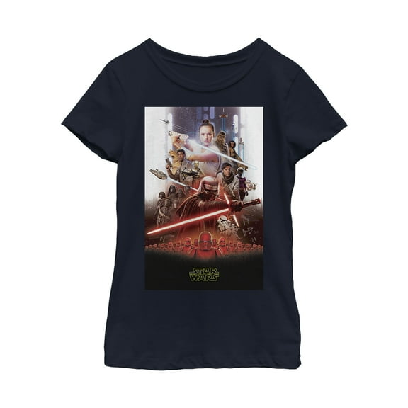 Girl's Star Wars: The Rise of Skywalker Epic Poster  Graphic Tee Navy Blue Large