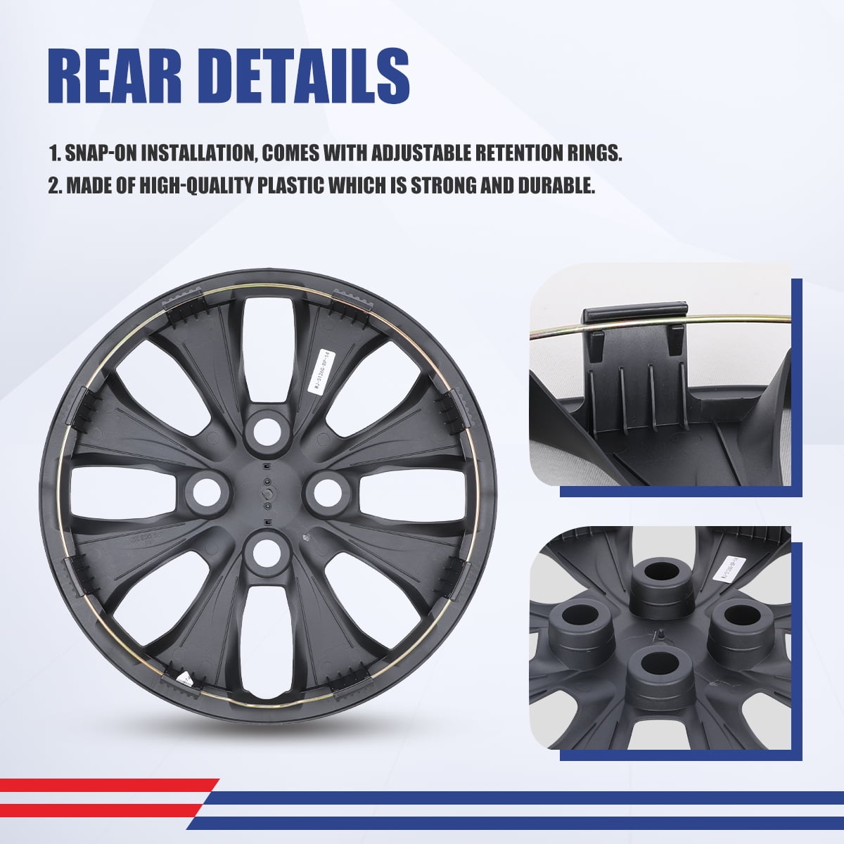 4PCS 14" Wheel Rim Covers HubCaps for 2012-2017 HYUNDAI ACCENT HATCHBACK /SEDAN Matte Black