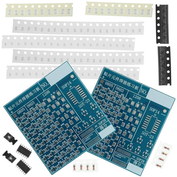 HAKIDZEL Practice Soldering Kit 2 Sets Blue Rectangular for Beginners in Electrical and Electronic Work