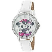 Women's Mickey and Minnie Mouse Rotating-Disc Dial Love Watch, Simulated-Leather Strap