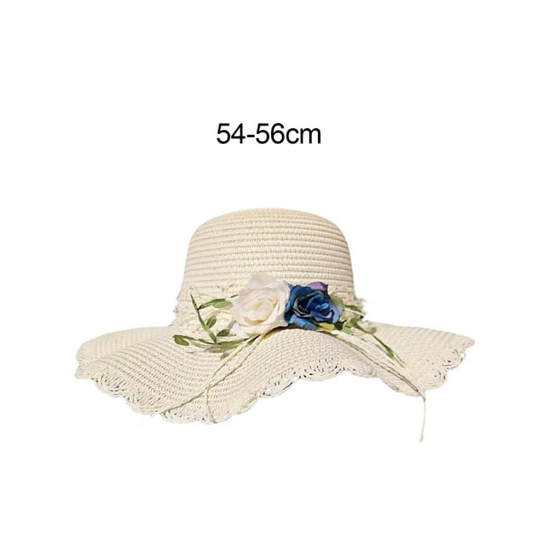 Weaving Hats Women Wide Brim Breathable Casual Trendy Romantic brim design Women  Hats Summer Ladies Hats Summer for Outdoor Festivals Holidays White 