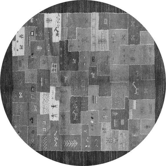 Ahgly Company Indoor Round Abstract Gray Contemporary Area Rugs, 3' Round