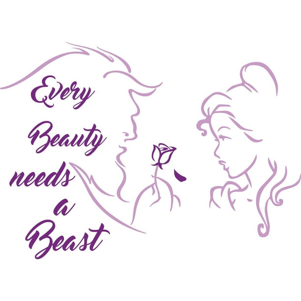 Every Beauty Is A Beast Quote Rose Love Story Bedroom Picture Art Mural Custom Wall Decal Vinyl Sticker Inches X Inches Walmart Com Walmart Com