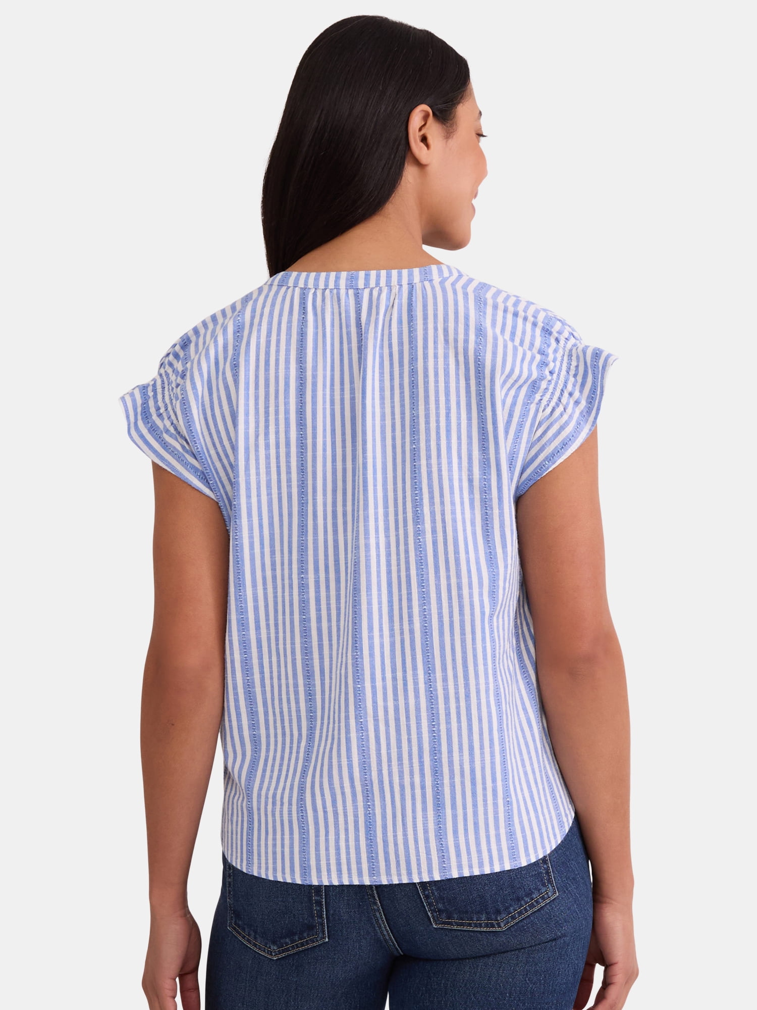 Time & Tru Women's Ruffle Collar Tank, Sizes XS-XXXL