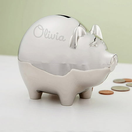 Personalized Baby Bank - Personalized Silver Piggy Bank For Her