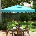 thumbnail image 2 of Costway 9 FT Patio Umbrella 2-Tier Market Table Umbrella with Sun-Protective Canopy Turquoise, 2 of 9