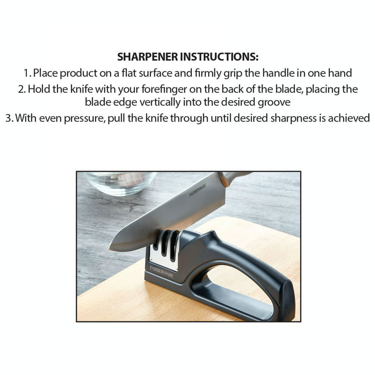 Farberware Edgekeeper 3 Stage Handheld Kitchen Knife Sharpener, Black