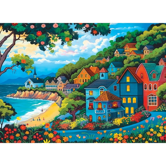 RoseArt - Soft Touch 1000 pièces - Whispering Waves Village - Puzzle emboîtable pour adulte