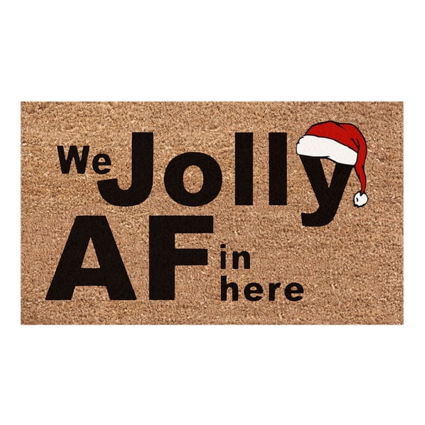 Felpudo navideño antideslizante para puerta de cocina y baño, 50 x 80 cm | Material de hinojo que raspa el barro | Felpudo lavable a máquina para interior y exterior
