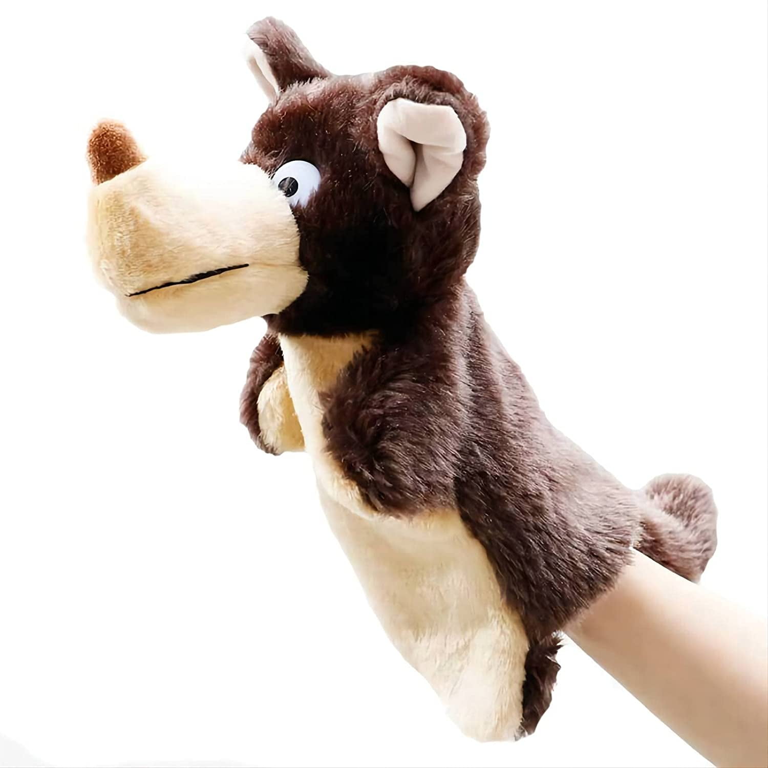 Buy Brown Wolf Hand Puppet for Kids, Cute Plush Puppet Toy for