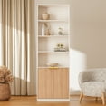 thumbnail image 3 of 72" Tall Bookshelf with Doors, 6-Tier Modern Bookcase and Storage Cabinet, Display Shelves with Anti-Tip Kit for Living Room, Bedroom, and Home Office Decor Oak, 3 of 10