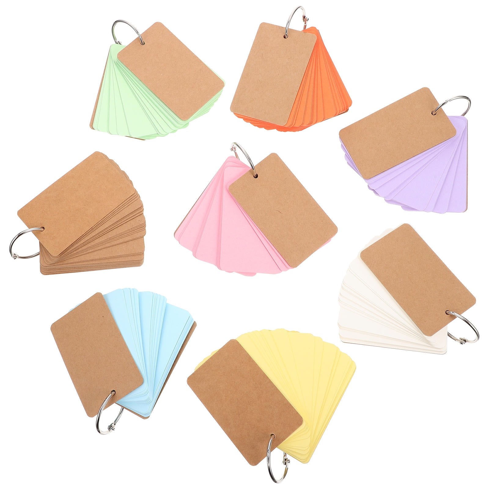 FRCOLOR  8 Books Word Card Index Ring Blank Flashcards Note with Binder Rings Pads