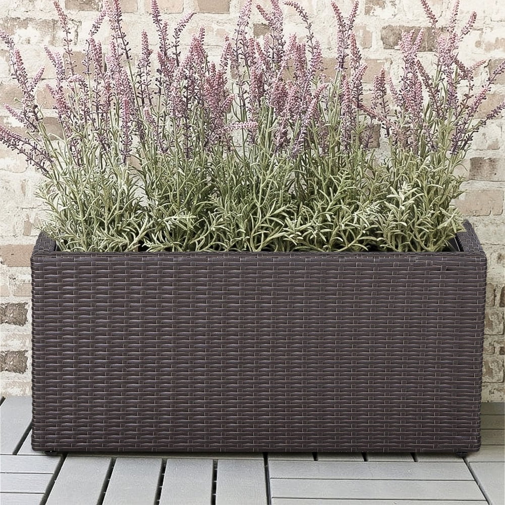 Topcobe Outdoor Indoor 2 PCS Rattan Flower Pot, Garden Square Plastic