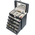 thumbnail image 3 of Kendal 6 Layer Large Leather Jewelry Box for Women, Lockable Jewelry Organizer Case with Mirror for Necklace, Ring, Jewelry LJC09BK, 3 of 7