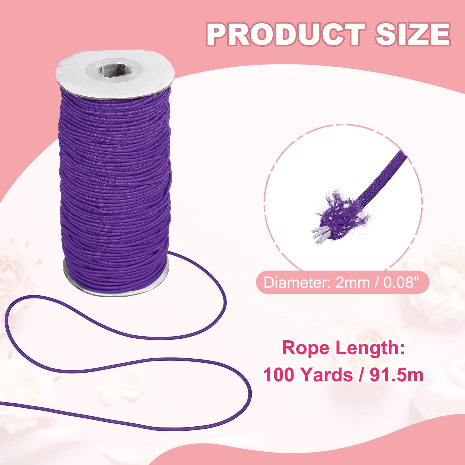 Uxcell Stretchy String for Bracelets, Elastic Crystal Thread Stretch Elastic Beading Cord 2mm & Dark Purple-Fitting For(Bracelets/Sewing/Beading/Necklace/Jewelry Making/Crafts DIY)