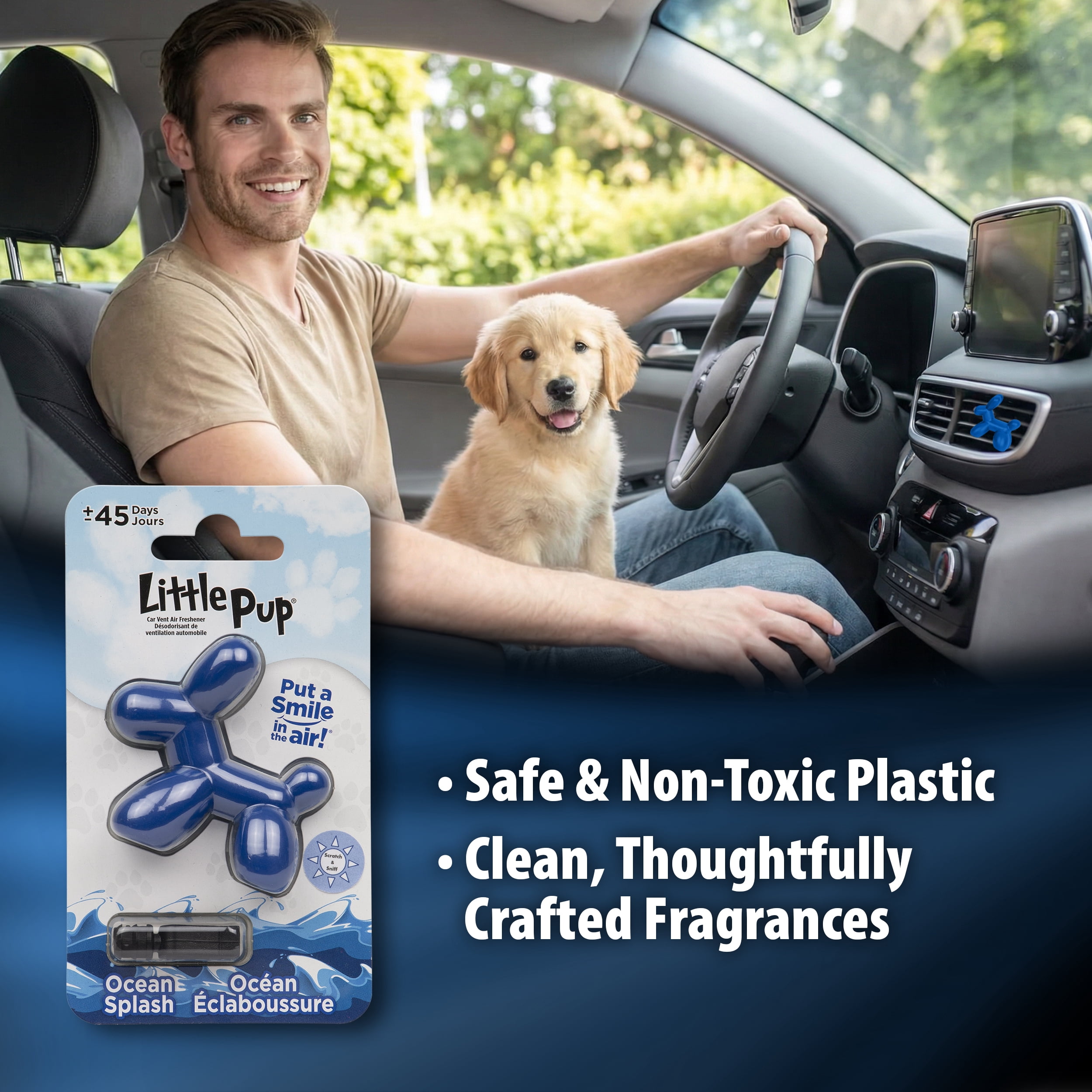 Little Pup 96603-6PK Ocean Splash Scent, Car Air Freshener, Clips to A/C Air Vent, Set of 6
