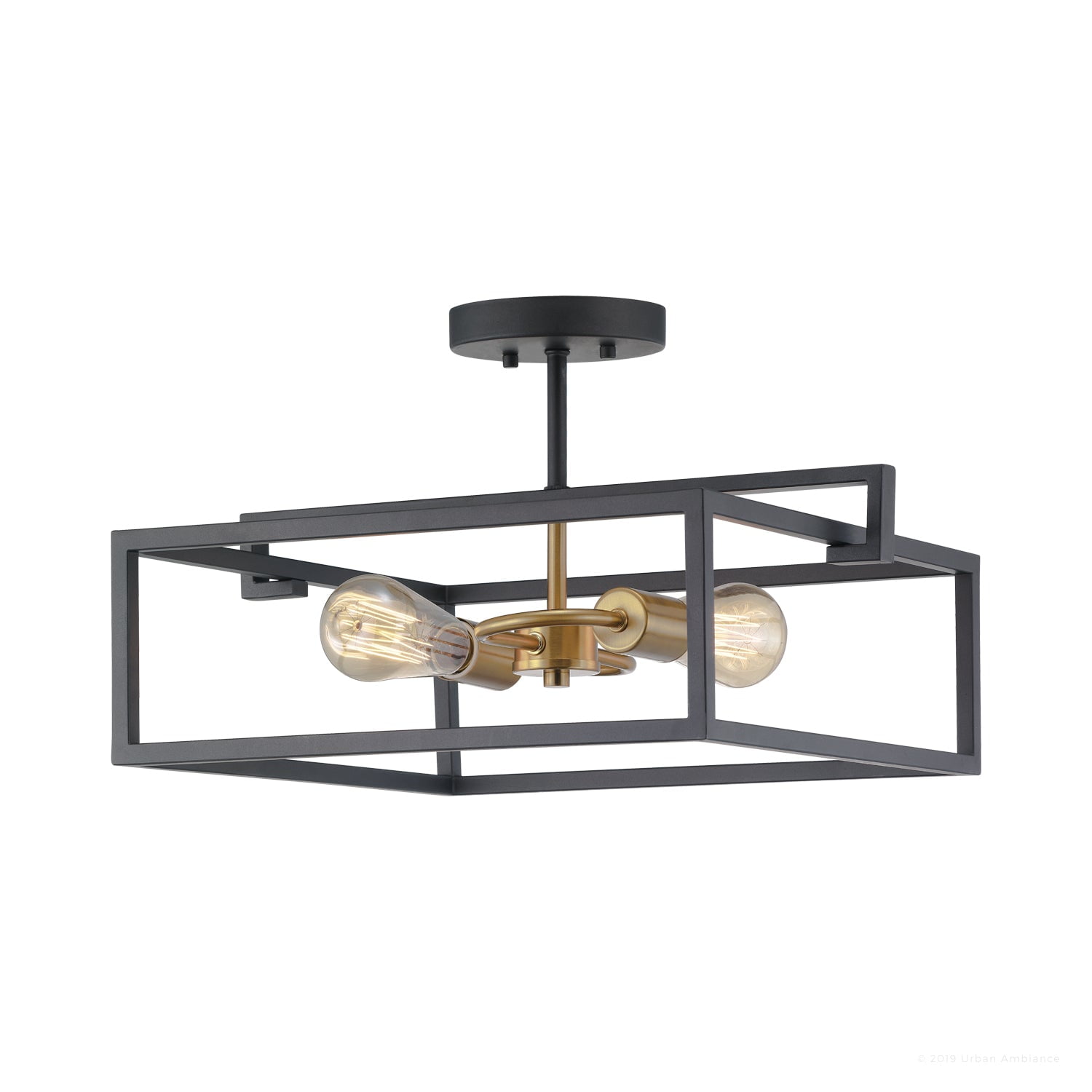 Luxury Modern Farmhouse Indoor Ceiling Light, 9.375''H x 17.25''W, with Cosmopolitan Style Elements, Modern Design, Charcoal Finish, UHP2800