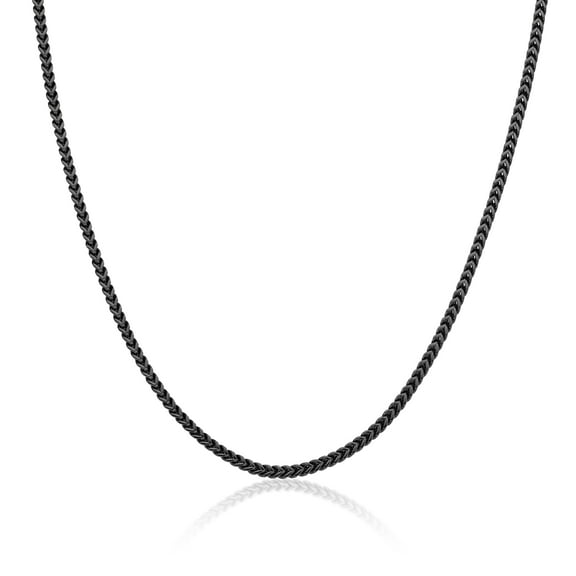 Metro Jewelry Stainless Steel Thin Franco Chain Necklace for Men with Black Ion Plating - 24 Inches Long 2.3 MM Wide with Lobster Claw Clasp