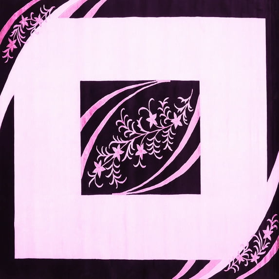Ahgly Company Indoor Square Abstract Pink Contemporary Area Rugs, 4' Square