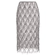 thumbnail image 5 of Sequin Skirt for Women Sparkly Fringe Sheer Overlay Skirt High Waist Side Split Midi Skirts for Wedding Party, 5 of 5