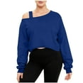 thumbnail image 2 of HAiming Womens Oversize Cropped Sweatshirts Casual Off-the-Shoulder Solid Color Loose Pullover Tops, 2 of 7