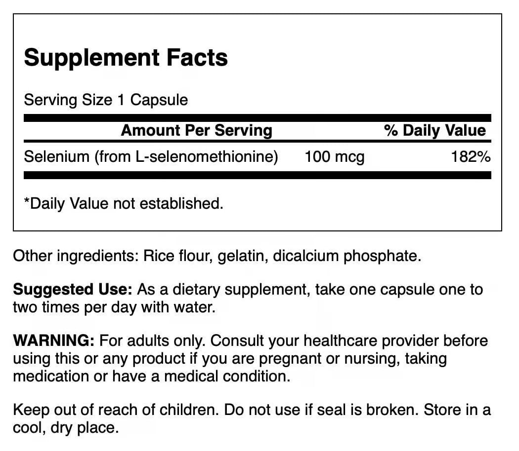 Swanson Selenium (L-Selenomethionine) - Herbal Supplement Promoting Heart Health & Prostate Health - May Support Immune System & Thyroid Health - (300 Capsules, 100mcg Each) 2 Pack