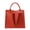 orange-red, variant on Genuine Cowhide Leather Double Pocket Tote Bag, Women's Top-handle Shoulder Bag,Work Travel Handbag