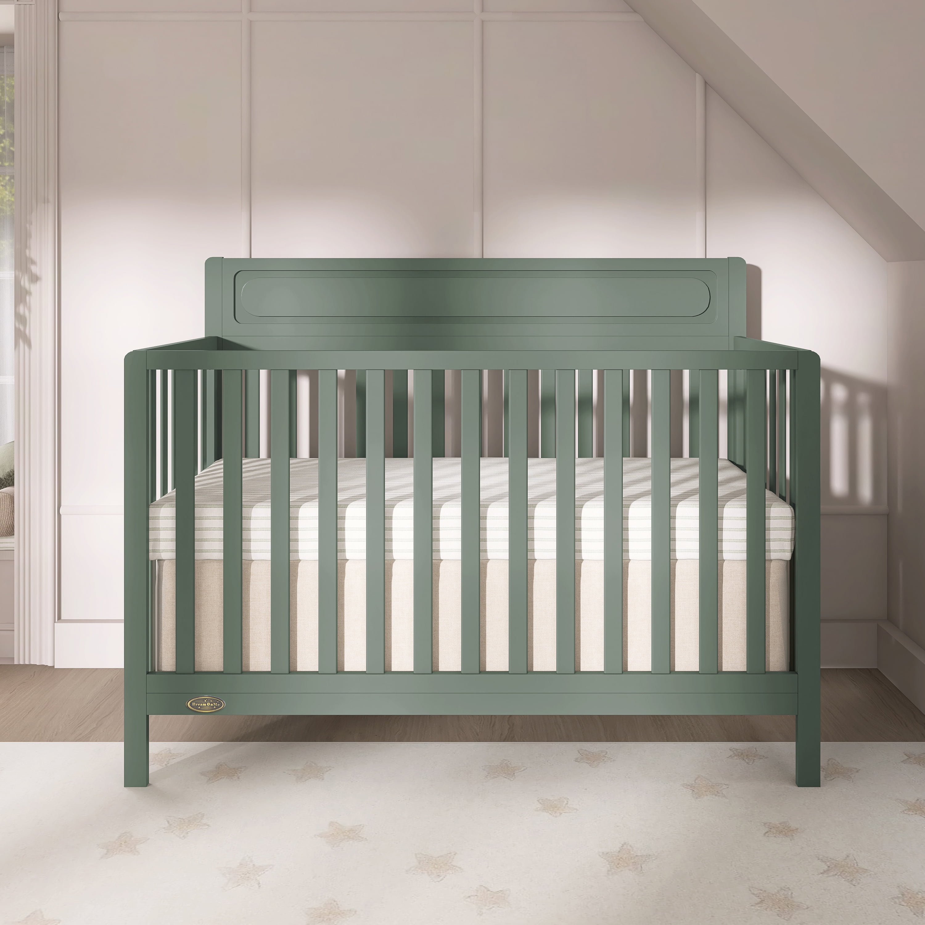 Dream On Me Avery 5-in-1 Convertible Crib, Meadow Green