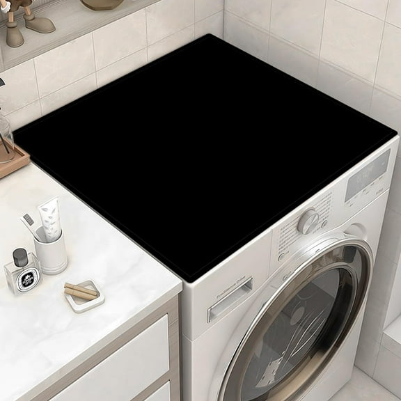 Anti-Slip Washer or Dryer Top Mat Covers, 23.6" x 23.6" Black Washing Machine Top Protector Dust-Proof Cover, Washer or Dryer Top Protector Covers for Home Laundry Room Kitchen