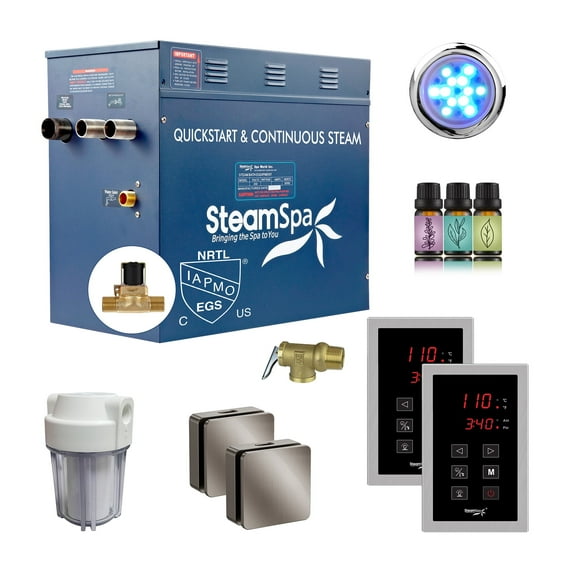Royal Series 10500-Watts Steam Generator with Continuous Steam, Dual Touch Pads, Filter, and AutoDrain in Brushed Nickel