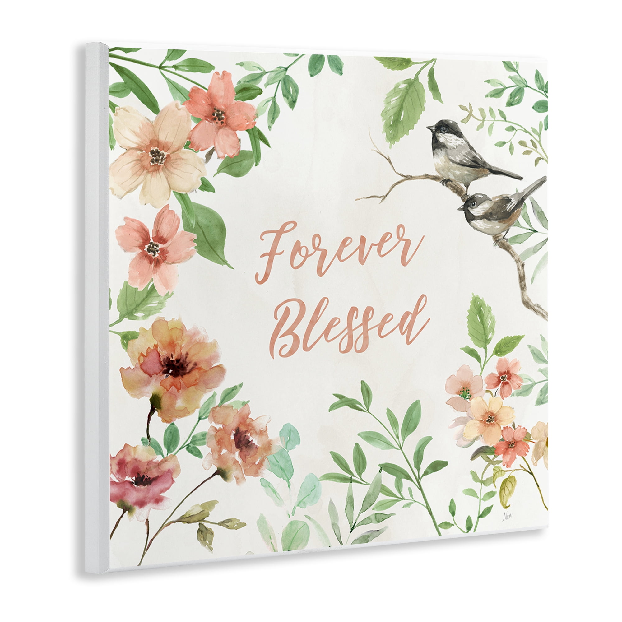 Stupell Industries Forever Blessed Floral Botanical & Floral Painting Unframed Art Print Wall Art, 12 x 12