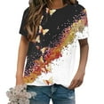 thumbnail image 2 of Birdeem Mode Femme Imprimé Papillon Manches Courtes Col Rond Haut Blouses, 2 of 6