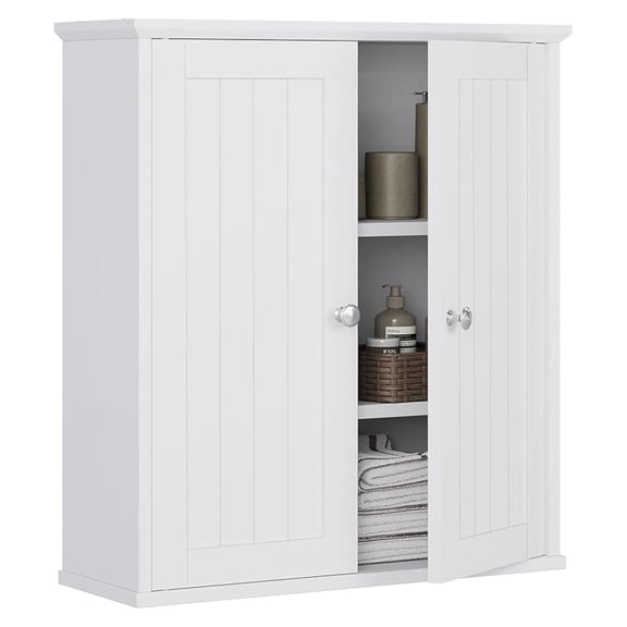 Bathroom Wall Cabinet, Bathroom Cabinet Wall Mount, Over The Toilet Space Saver Storage Cabinets, White Medicine Cabinets with 2 Doors