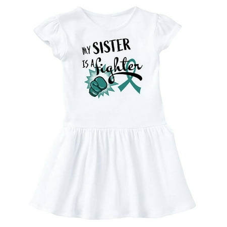 

Inktastic Ovarian Cancer Awareness My Sister is a Fighter Gift Baby Girl Dress