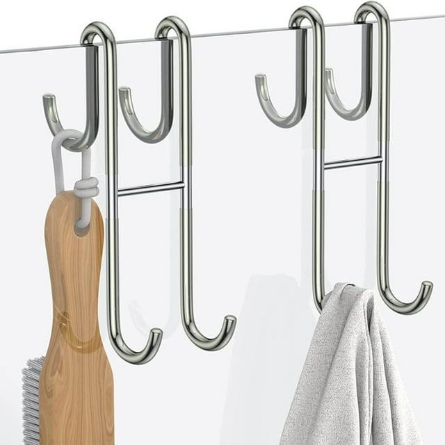 Ganchos de Acero Inoxidable, Diseño Metálico de Doble Cara, Instalación Sin Taladros, Multiusos para Baño, Cocina y Oficina, Solución Versátil para Colgar, Tamaño 25,2 X 5,6 Cm