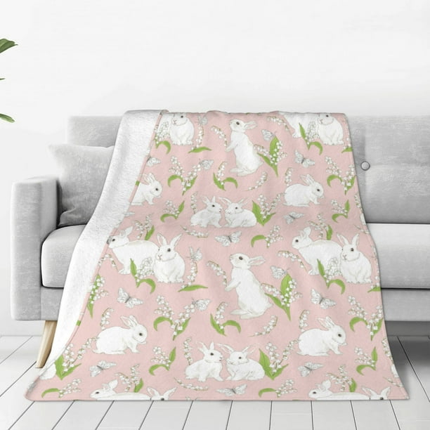 Balery Rabbit Manta de Felpa Suave y Acogedora – Cobija de Franela Aterciopelada para Cama, Lavable y Cálida para Sofá, Mascotas, Transpirable-80"x60"