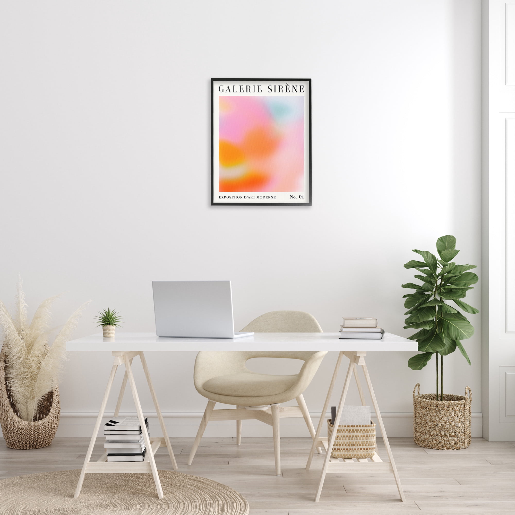 Stupell Industries Bold Ombre Pattern Abstract Painting Black Framed Art Print Wall Art, 24 x 30