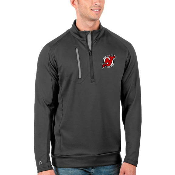 Men's Antigua Charcoal/Silver New Jersey Devils Generation Quarter-Zip Pullover Jacket