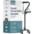 thumbnail image 1 of Bastón PELEGON® de cuatro patas para mujeres y hombres (136 kg) - Bastón ajustable con base grande de 4 puntas para mayor equilibrio y estabilidad. Bastones para personas mayores (negro)., 1 of 5