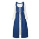 thumbnail image 3 of Womens Halloween Costumes 2024 Cosplay Gothic Dresses Women's Solid Color Dress Belted Waist Square Collar Two-piece Cos Dress, 3 of 6