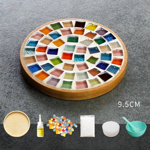 DIY Craft Kit for Adults Wooden and Glass Art Project with Mixed Color Materials for Beginners and Hobbyists