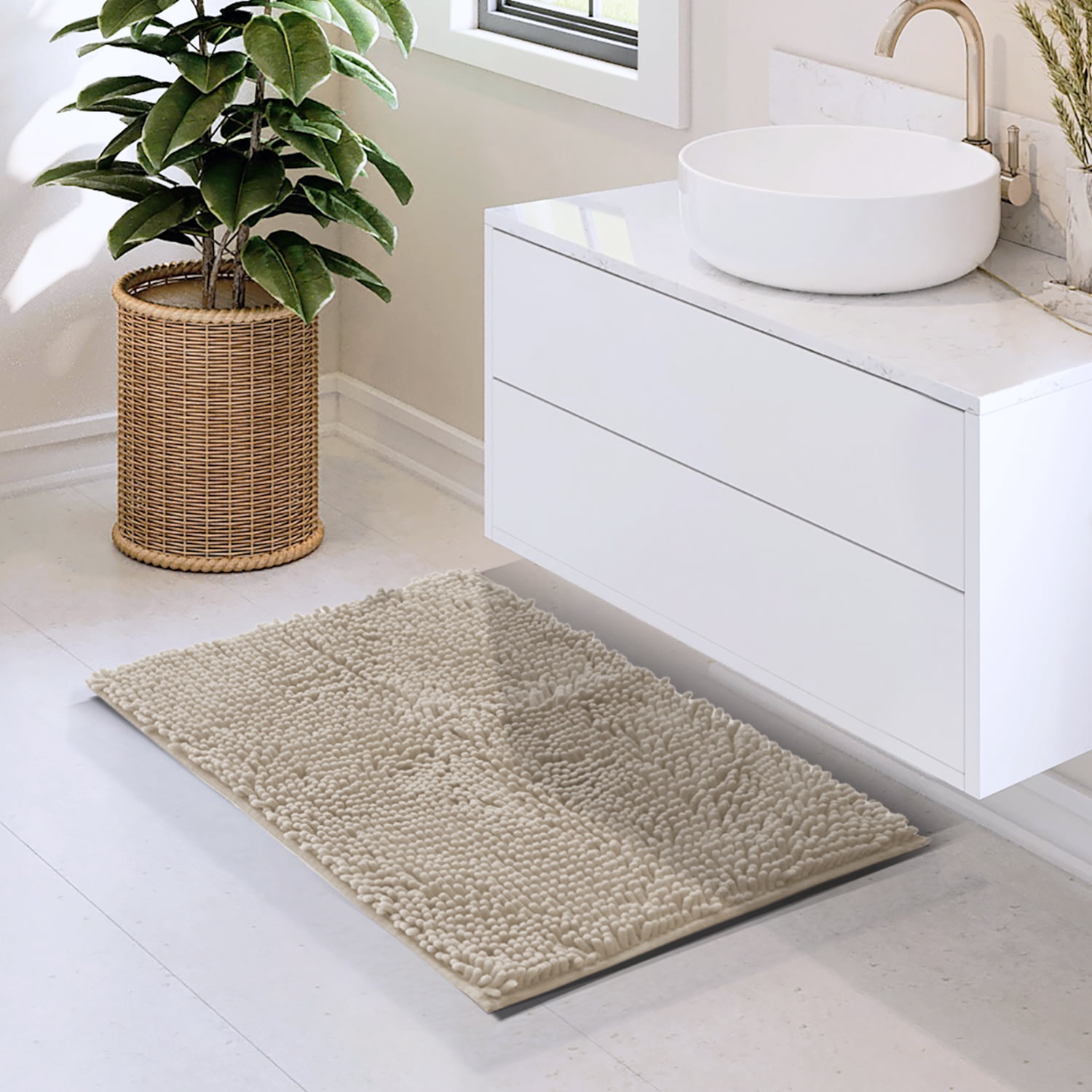 Lammaloe Chenille Bathroom Rugs Non Slip Bath Mat, 24×36 Ultra Absorbent, Bath Mats for Bathroom, Pink