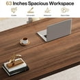 thumbnail image 5 of Tribesigns 63-Inch Executive Desk, Large Office Computer Desk with Solid Wood Legs, Simple Modern Study Writing Desk Workstation, Conference Table Business Furniture for Home Office, Brown, 5 of 6