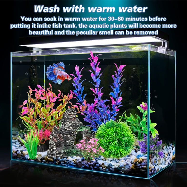 aquarium accessories for big fish Large and Tall Tank Decorations L9.84x W6.14x H12.99inch, Resin Mountain View Aquarium Decor, Rock Thematic Ornaments with Tree & House Betta Cichlid Goldfish Shrimp Playing Hiding offering ample internal space Archie & Oscar 125-150 Gallon