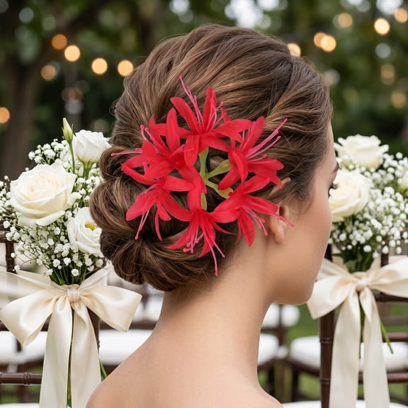 ETEREAUTY 2-Pack Red Flower Hair Clips for Women and Girls, Easy to Use Hair Accessories for All Hairstyles