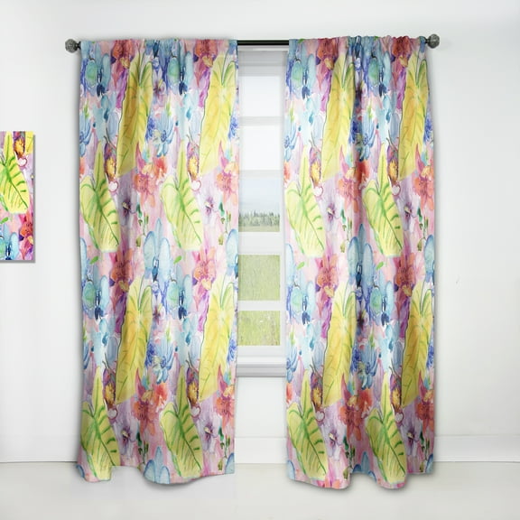 Designart 'Blossom Pink XLI' Floral Curtain Panel